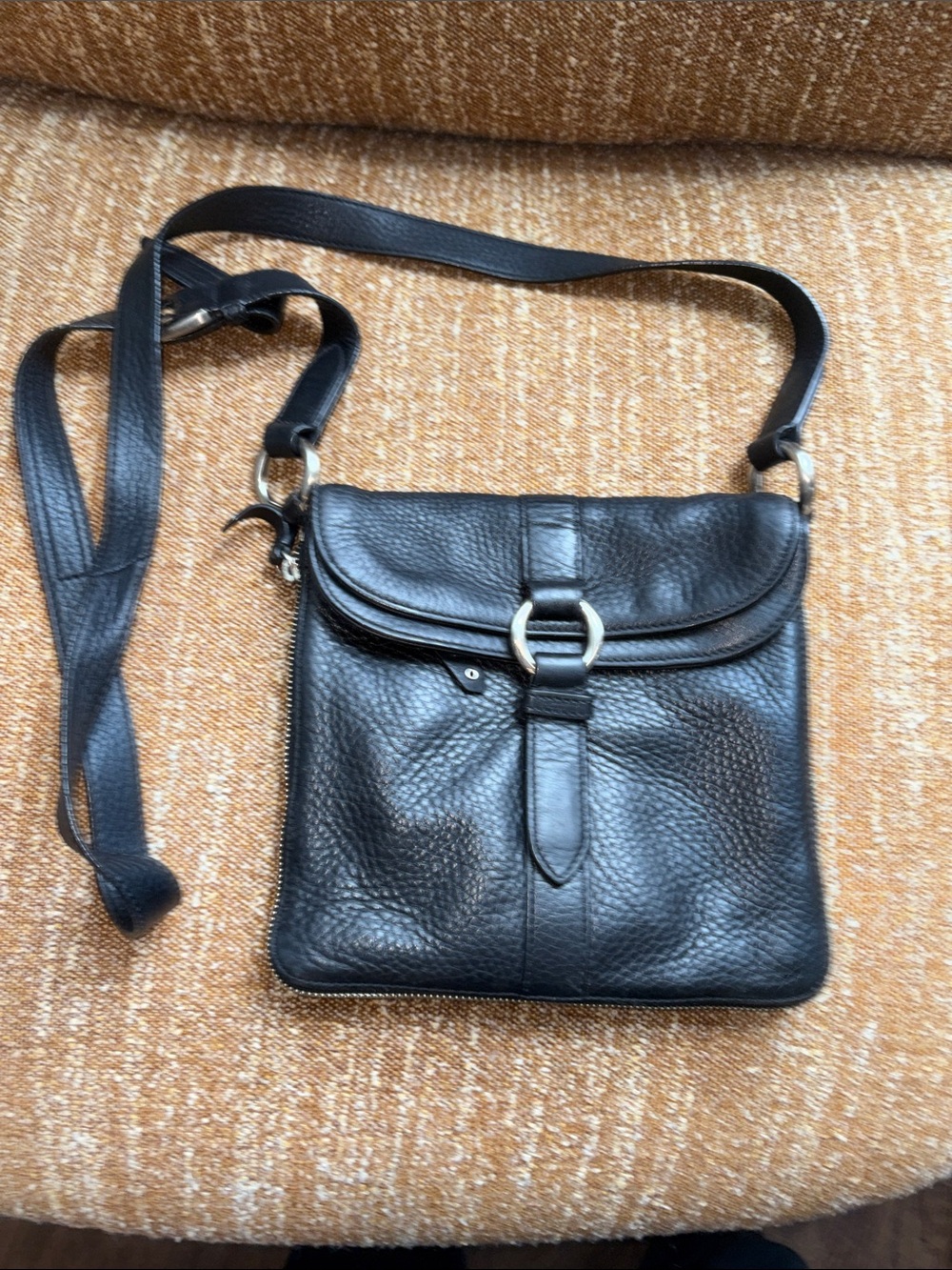 Cole Haan Black Pebbled Leather Messenger Crossbody